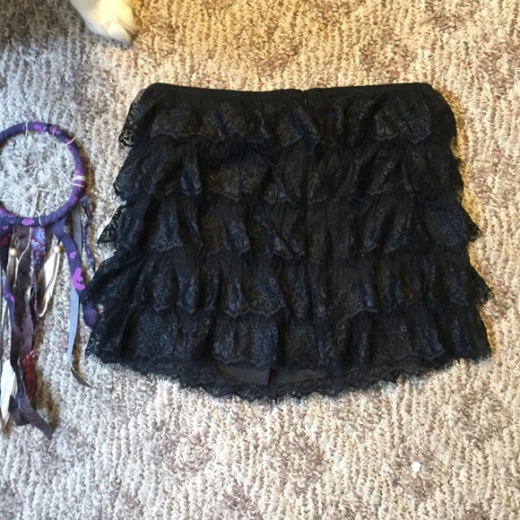 🔴Aqua Black ruffled Lace A - Line Large Skirt - Picture 4 of 7